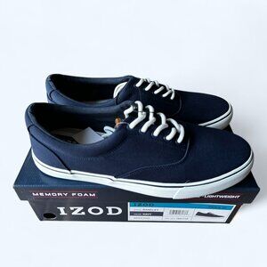 Izod Rangley Men's Lace Up Casual Canvas shoe Memory Foam Navy size 12
